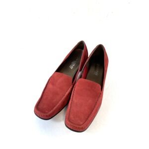 Aerosoles Career Double Barrel Red Suede 2" Heeled Loafers Size 8.5M Workwear